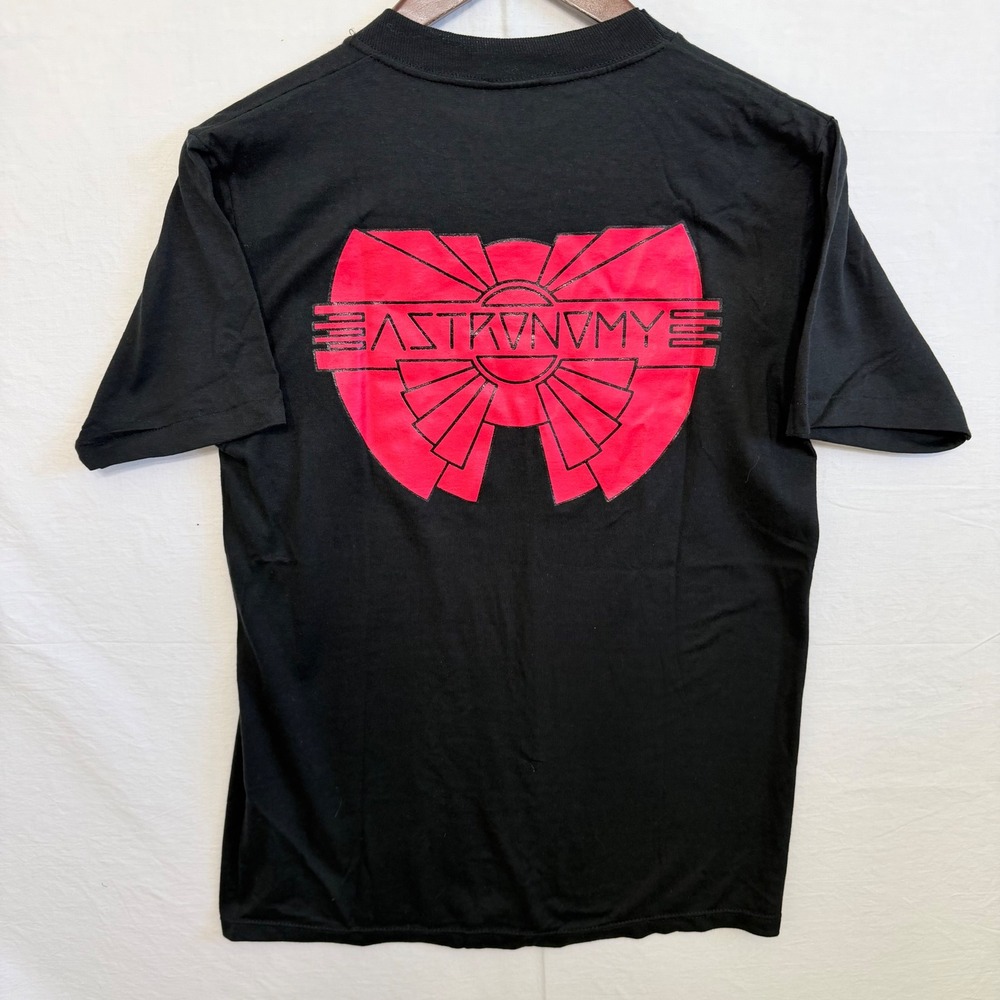 Vintage 90s Astronomy Graphic T Shirt Mens Black Red‎ Logo Made USA Jerzees